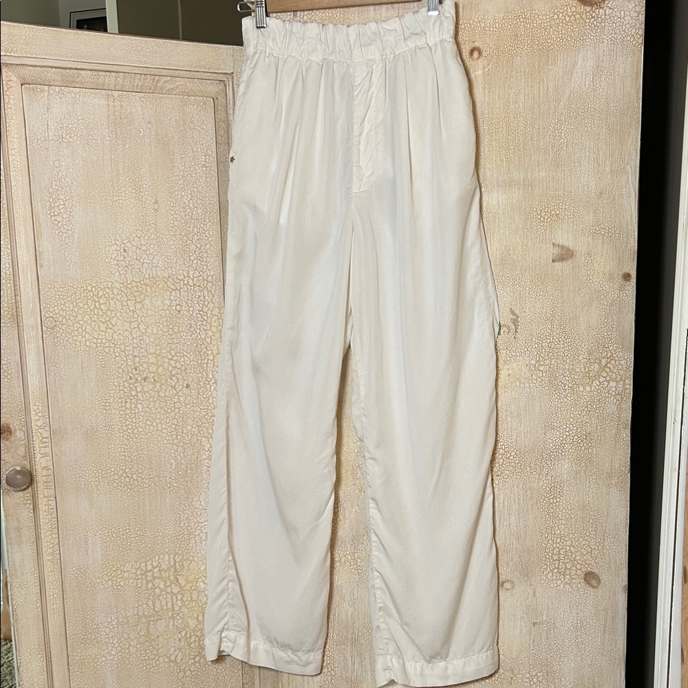 White Sand Italy Pull On Lyocell Pants Coastal Boho Size 44 US 8